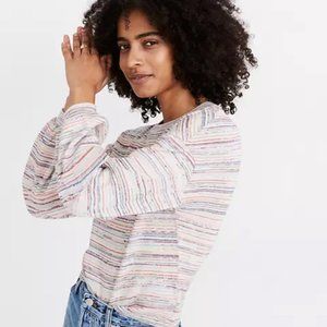 Madewell Bubble-Sleeve Crop Top in Rainbow Stripe- Size small